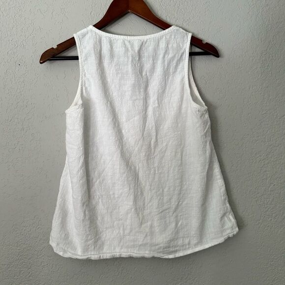 Women's White Button Front Breezy Tank Top - Picture 6 of 12